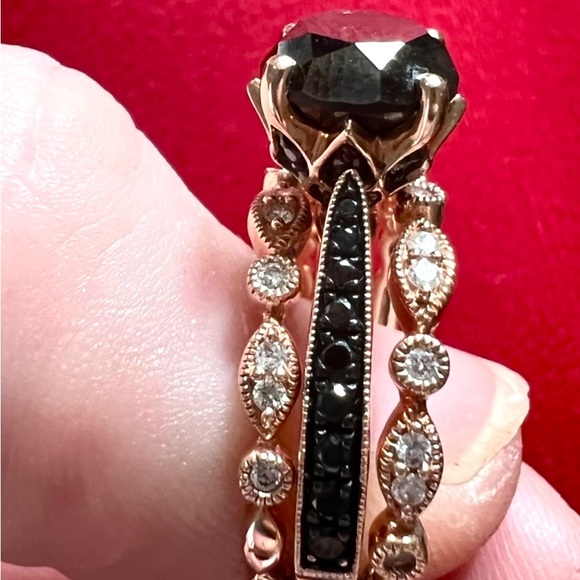 Le Vian chocolate and clear natural diamond ring in 14k rose gold size 6 - Picture 5 of 5